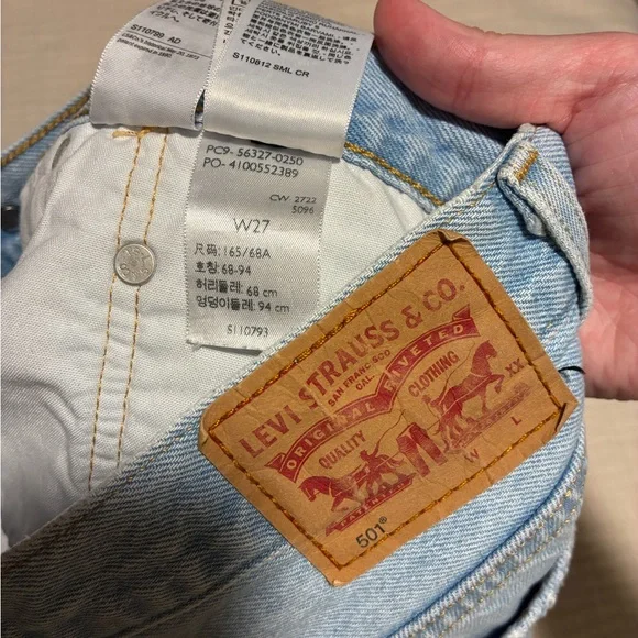 Levi's Light Blue Distressed Jean Shorts - Picture 3 of 3